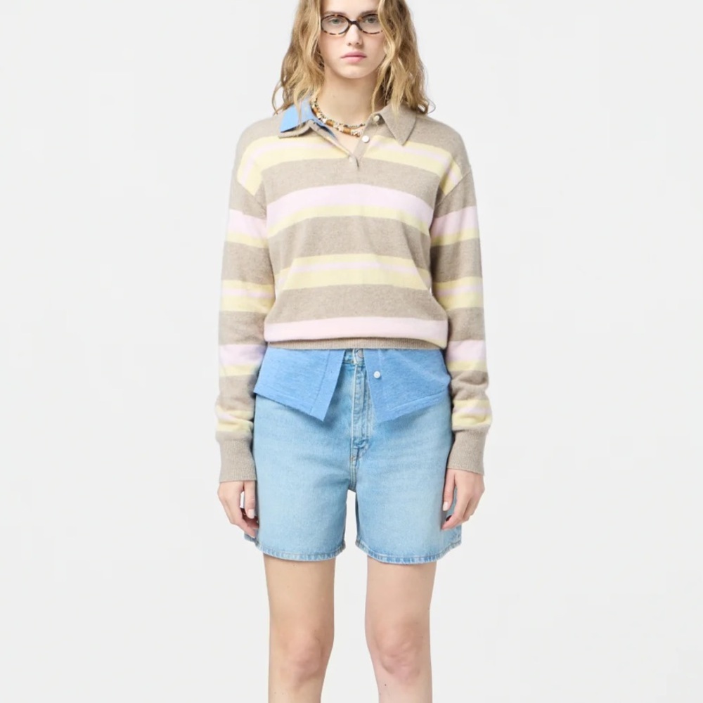 Guest in Residence COLLEGIATE STRIPE POLO in Taupe Combo - Picture 2 of 5